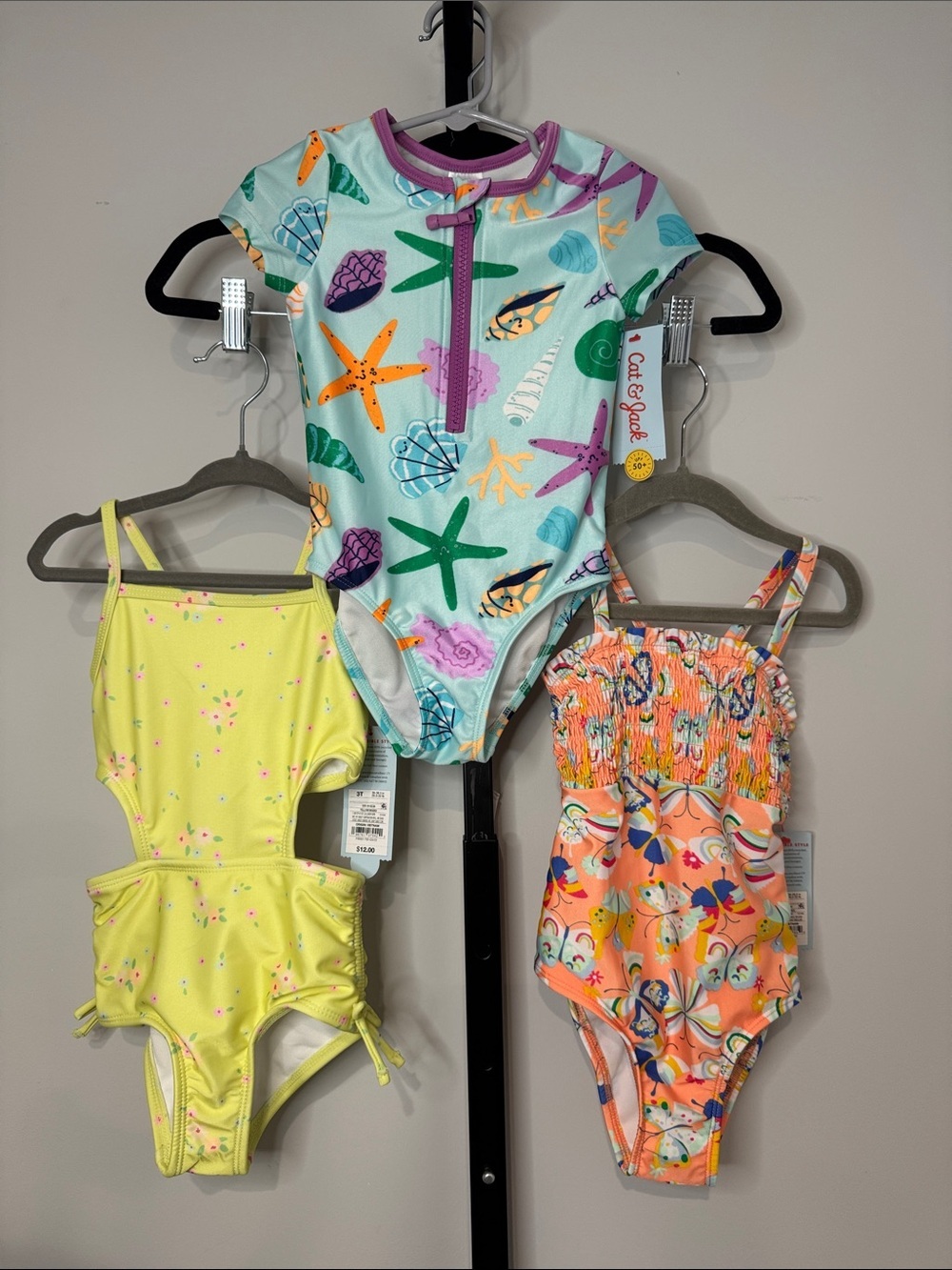 Cat & Jack Bundle of 3 Toddler Girls Swimsuits Size 3T New NWT